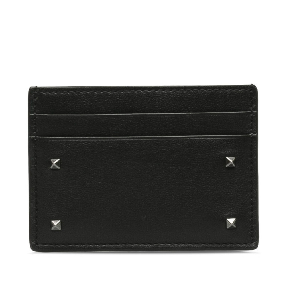 Valentino Rockstud Card Case Pass Black Leather Women's VALENTINO